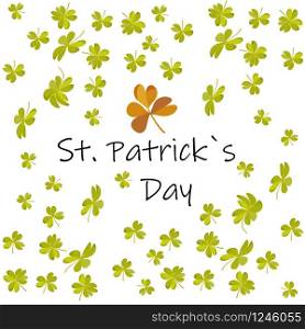 Happy St. Patrick&rsquo;s day. Holiday Greeting Card. Celebration green background with shamrock, garland and place for your text. Vector illustration. White background with green shamrock and place for your text. Vector illustration. EPS 10