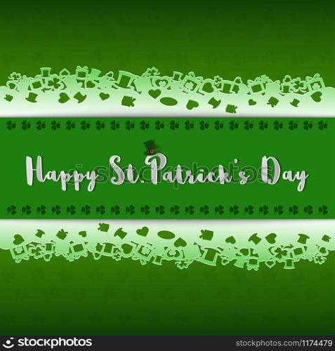 Happy St.Patrick?s Day,design with lettering on green clovers background,paper cut out style,vector illustration