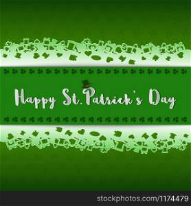 Happy St.Patrick?s Day,design with lettering on green clovers background,paper cut out style,vector illustration