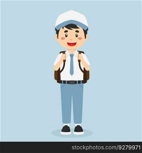 Happy student ready go to school Royalty Free Vector Image