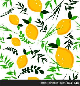 Happy Sukkot seamless pattern. Jewish holiday endless background. Repeating texture with plants.. Happy Sukkot seamless pattern. Jewish holiday endless background. Repeating texture with plant and lemons.