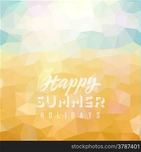 Happy summer holidays. Poster on tropical beach background. Vector eps10.