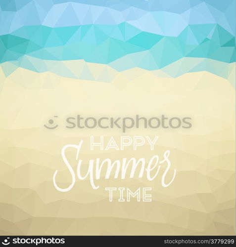 Happy summer time. Poster on tropical beach background. Vector eps10.