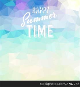 Happy summer time. Poster on tropical beach background. Vector eps10.