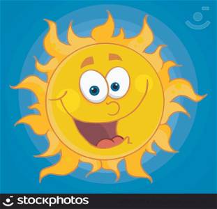 Happy Sun Mascot Cartoon Character