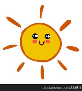 Happy sun smiling, illustration, vector on white background.