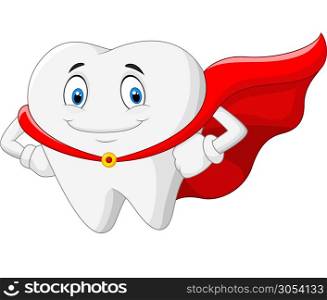 Happy superhero healthy tooth