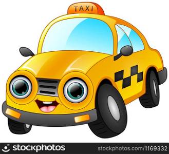 Happy taxi cartoon isolated on white background
