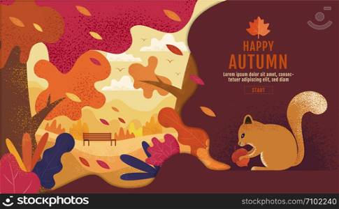 Happy Thanksgiving, Autumn, Banner Design Template, vector illustration, Drawing, Cartoon, Landscape Painting Style.