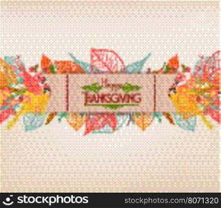 Happy Thanksgiving. Background of stylized autumn leaves for greeting card