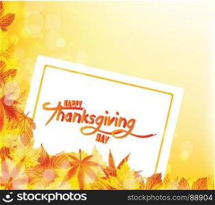 Happy Thanksgiving Day. Autumn maple leaves background with banner