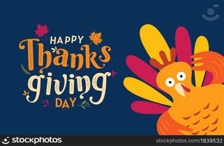 Happy Thanksgiving day, Autumn, Typography, Calligraphy design, vector illustration, cartoon character