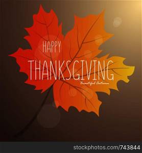 Happy Thanksgiving Day background. Autumn poster or banner with leaves