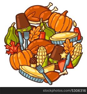 Happy Thanksgiving Day background design with holiday objects. Happy Thanksgiving Day background design with holiday objects.