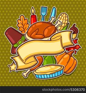 Happy Thanksgiving Day background with holiday objects. Happy Thanksgiving Day background with holiday objects.
