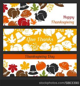 Happy Thanksgiving Day banners design with holiday objects. Happy Thanksgiving Day banners design with holiday objects.