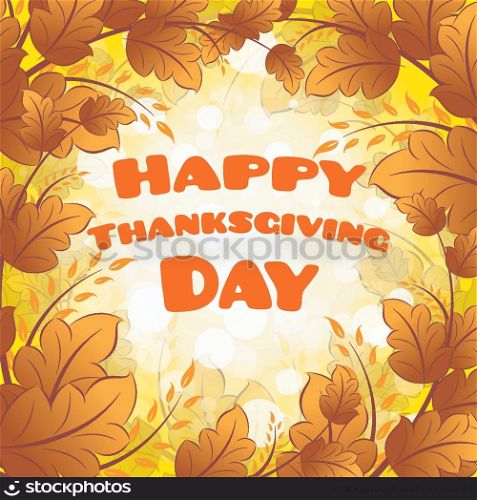 Happy Thanksgiving Day card with Leaves
