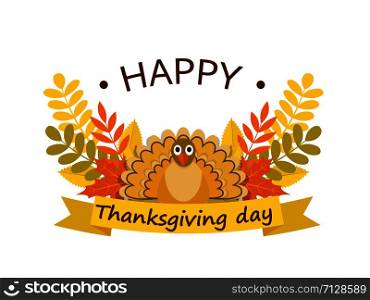 Happy thanksgiving day concept background. Flat illustration of happy thanksgiving day vector concept background for web design. Happy thanksgiving day concept background, flat style