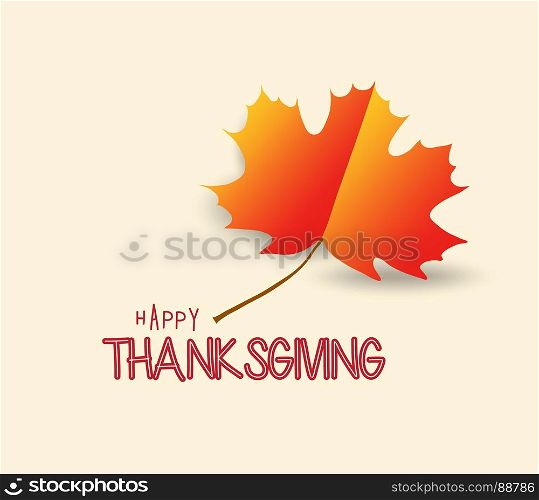 Happy Thanksgiving Day design with orange maple leaf on background