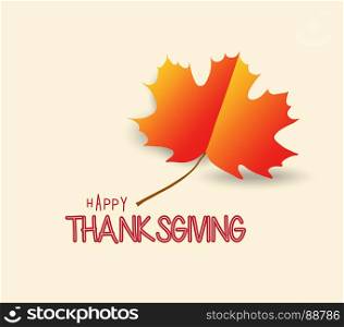 Happy Thanksgiving Day design with orange maple leaf on background