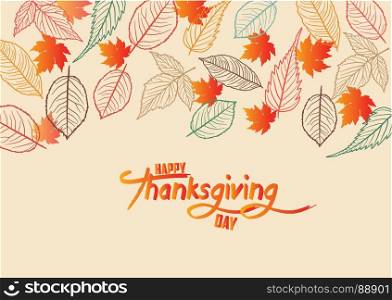 Happy Thanksgiving Day. Fall Leaves Background