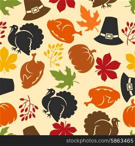 Happy Thanksgiving Day seamless pattern with holiday objects. Happy Thanksgiving Day seamless pattern with holiday objects.