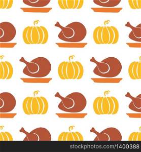Happy Thanksgiving Day seamless pattern with holiday objects - turkey, pumpkin.. Happy Thanksgiving Day seamless pattern with holiday objects.