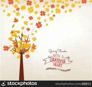 Happy Thanksgiving Day. Vector Illustration of an Autumn Design. Autumn tree background