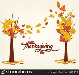 Happy Thanksgiving Day. Vector Illustration of an Autumn Design. Autumn tree background