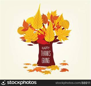 Happy Thanksgiving Day. Vector Illustration of an Autumn leaves Design