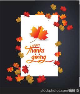 Happy Thanksgiving Day. White blank with autumn maple leaves