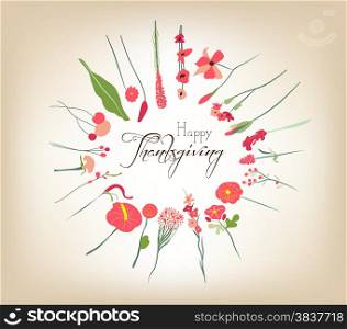 happy Thanksgiving florals wreath