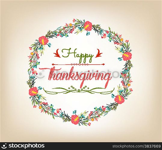 happy Thanksgiving florals wreath Colors