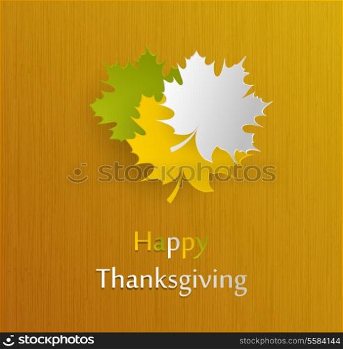 Happy Thanksgiving Holiday Background With Maple Leaves