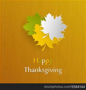 Happy Thanksgiving Holiday Background With Maple Leaves