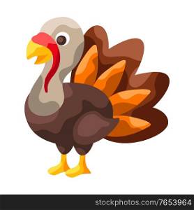 Happy Thanksgiving illustration of turkey. Autumn seasonal holiday bird.. Happy Thanksgiving illustration of turkey.