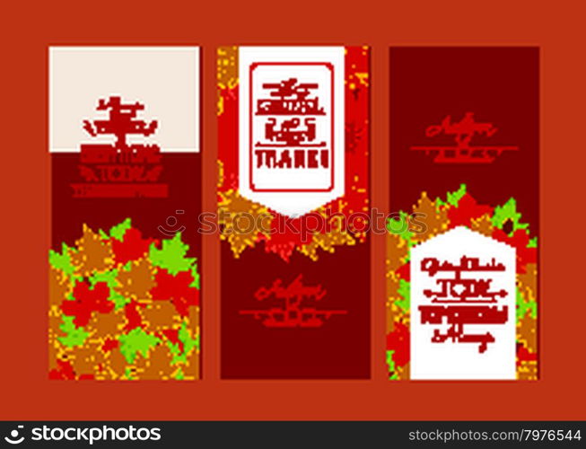 Happy Thanksgiving.Three autumn banners with colorful leaves
