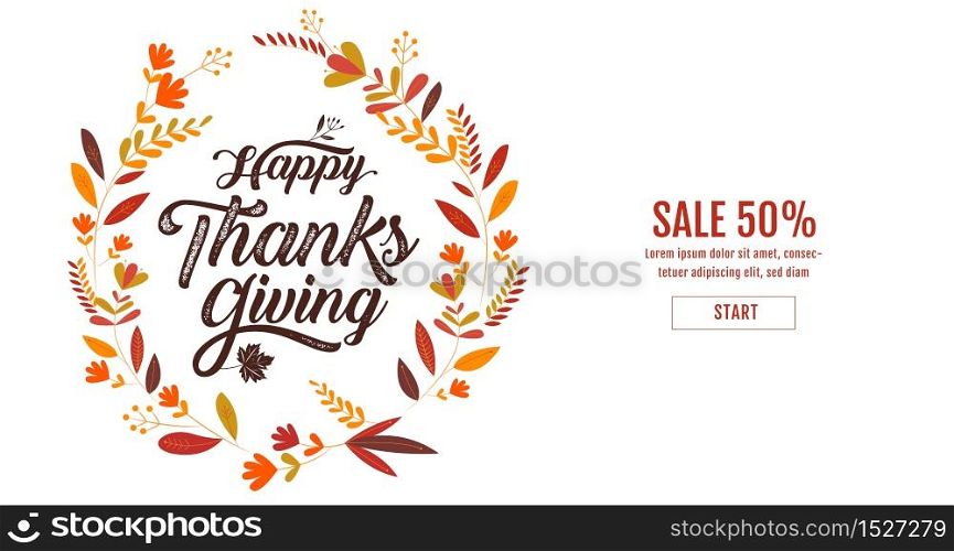 Happy Thanksgiving typography poster. Celebration text , badge. Vector calligraphy ,Banner template sale.