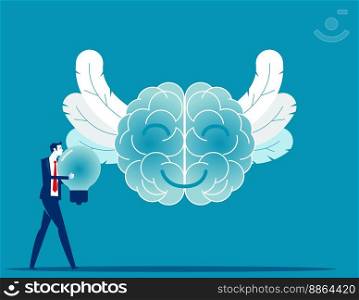 Happy thought power to health improvement. Positive thinking vector illustration