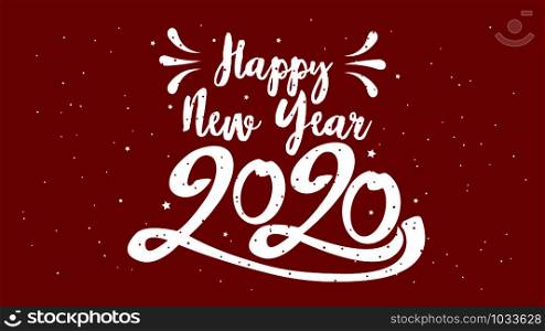Happy Typographical 2020 New Year. Lettering Composition And Burst. Holiday vintage festive label