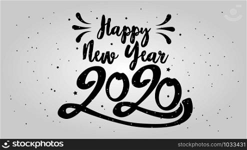 Happy Typographical 2020 New Year. Vector retro Illustration With Lettering Composition And Burst. Holiday vintage festive label
