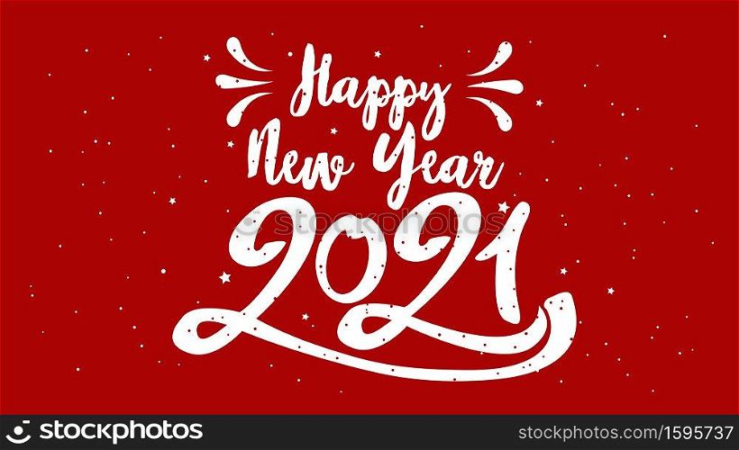 Happy Typographical 2021 New Year. Vector retro  Illustration With Lettering Composition And Burst. Holiday vintage festive label