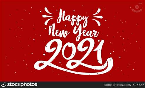 Happy Typographical 2021 New Year. Vector retro  Illustration With Lettering Composition And Burst. Holiday vintage festive label
