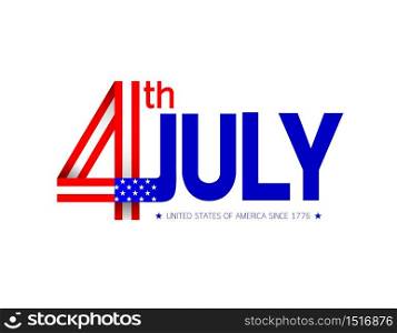 Happy USA Independence Day 4 th July. Greeting card and poster Design. Illustration isolated on white background.
