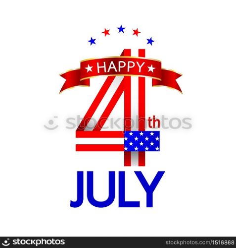 Happy USA Independence Day 4th of July. Icon design for greeting card and poster. Illustration isolated on white background.