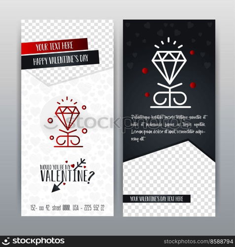 Happy Va≤nti≠’s Day Red Icon Vertical Ban≠r. Vector illustration