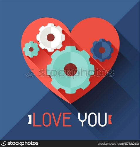 Happy Valentine&#39;s conceptual illustration in flat style.