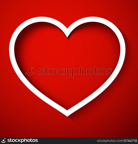 Happy Valentine&#39;s Day white cut heart on red background