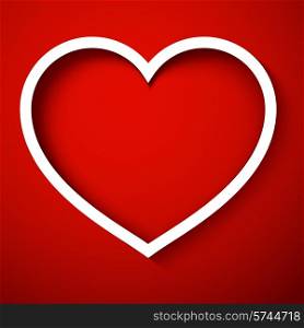 Happy Valentine&#39;s Day white cut heart on red background