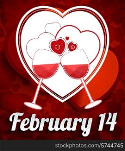 Happy Valentine Day Background with Herts and Goblet